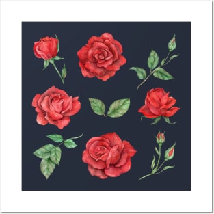 Red Roses Hand Drawn Collection Posters and Art